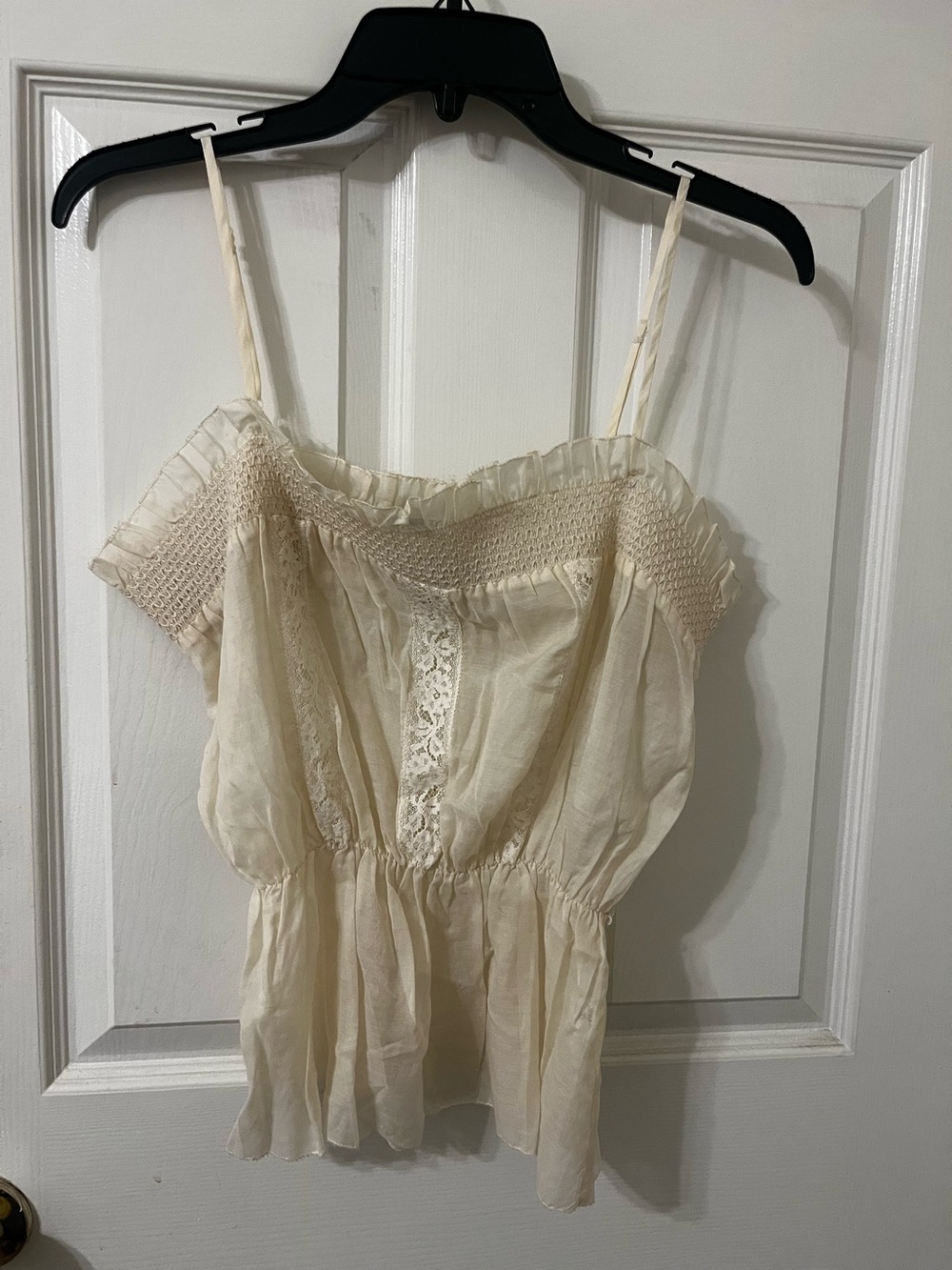 Robert Rodriguez Cream Ruffled Cotton Camisole